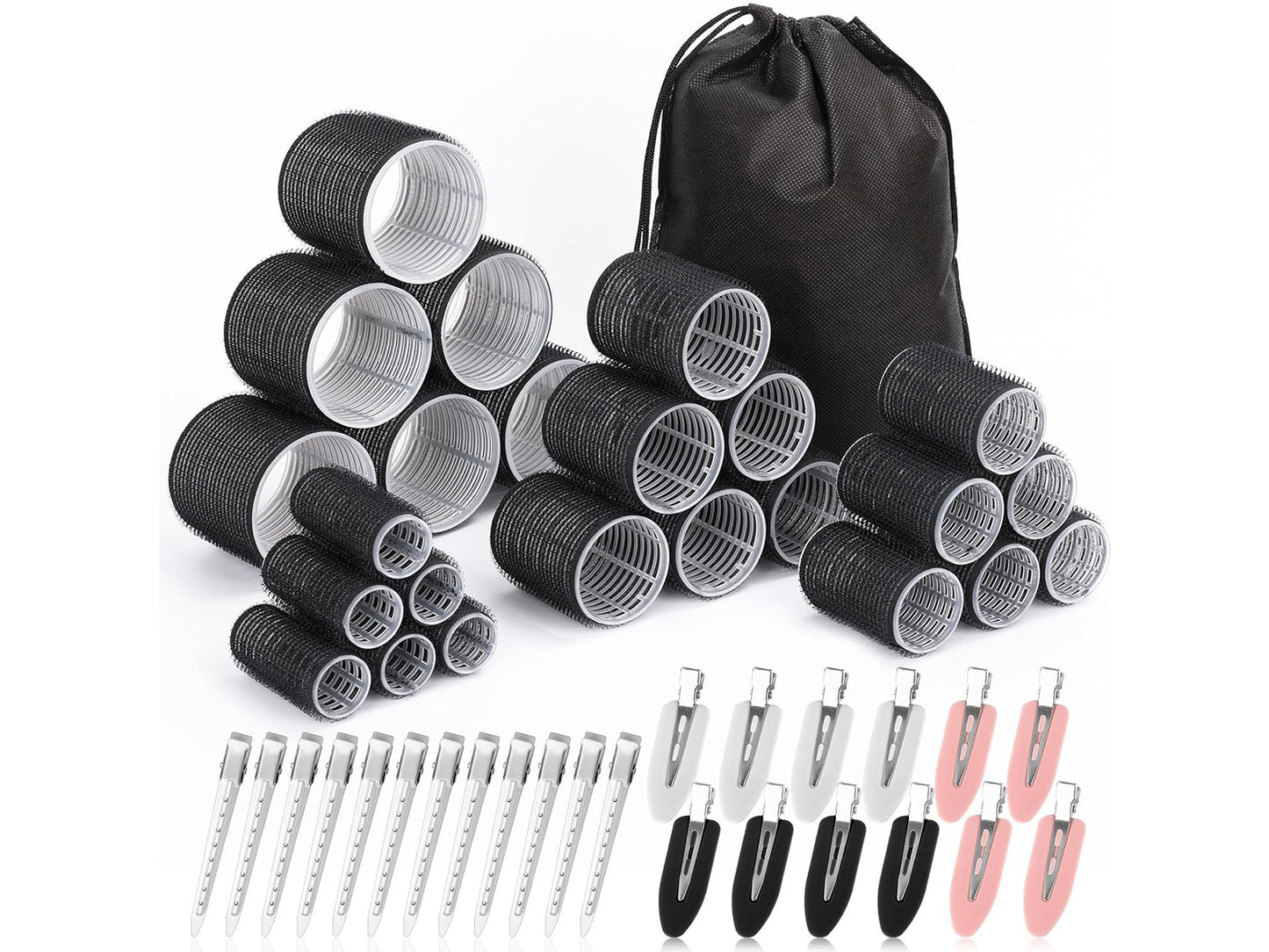 Hair Curlers Set 24Pcs Hair Rollers Self Grip Hair Rollers with 24 Clips