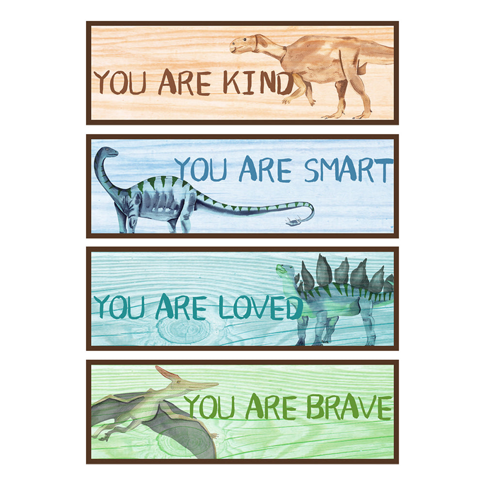 4 Sheets Inspirational Slogan Wall Paper Removable Dinosaur Wall Art Decals