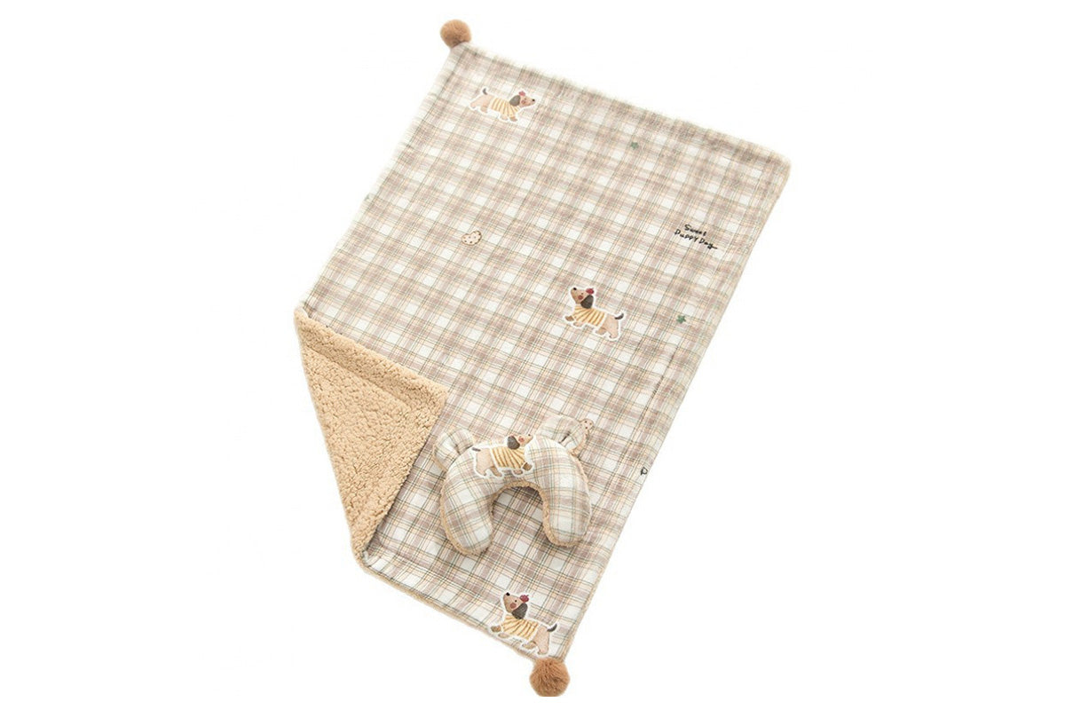 Pet Blanket U-Shaped Pillow Set Sherpa Fleece Warm Pet Throw Blanket Bed Mat for Dog Cat