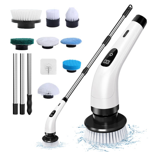 8-in-1 Rechargeable Cordless Spin Scrubber Cleaning Brush Set