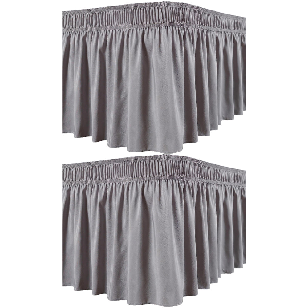 2Pcs Wrap Around Dust Ruffles Bed Skirt with Adjustable Elastic Belt