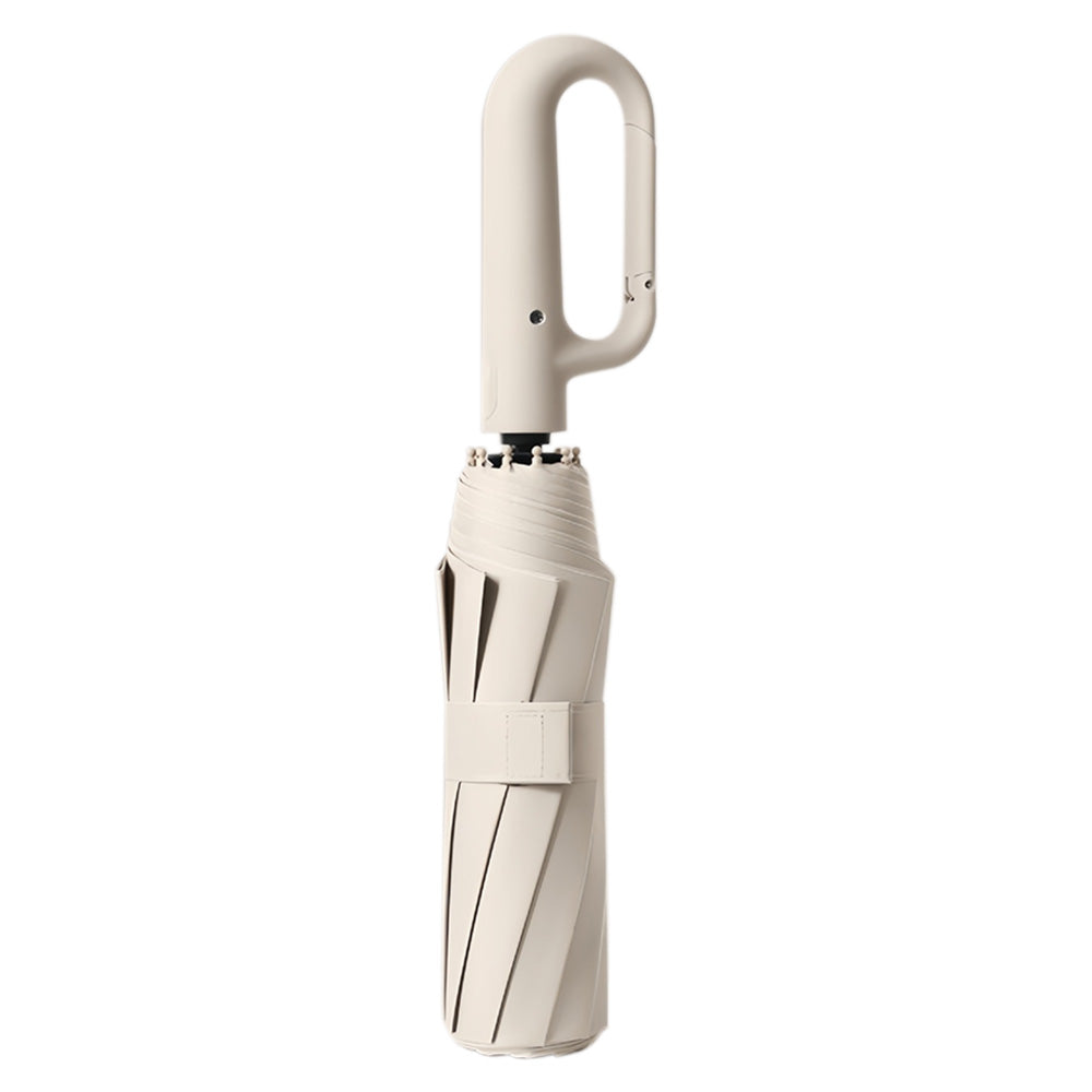 Automatic 10-Rib Folding Umbrella with Carabiner Handle Windproof