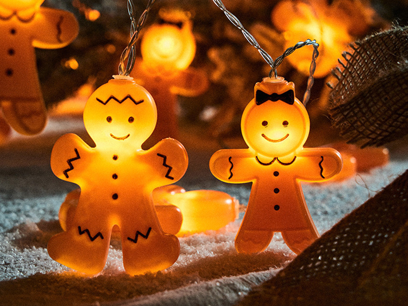 Christmas Decoration Gingerbread Men Cookies String Lights Battery Operated