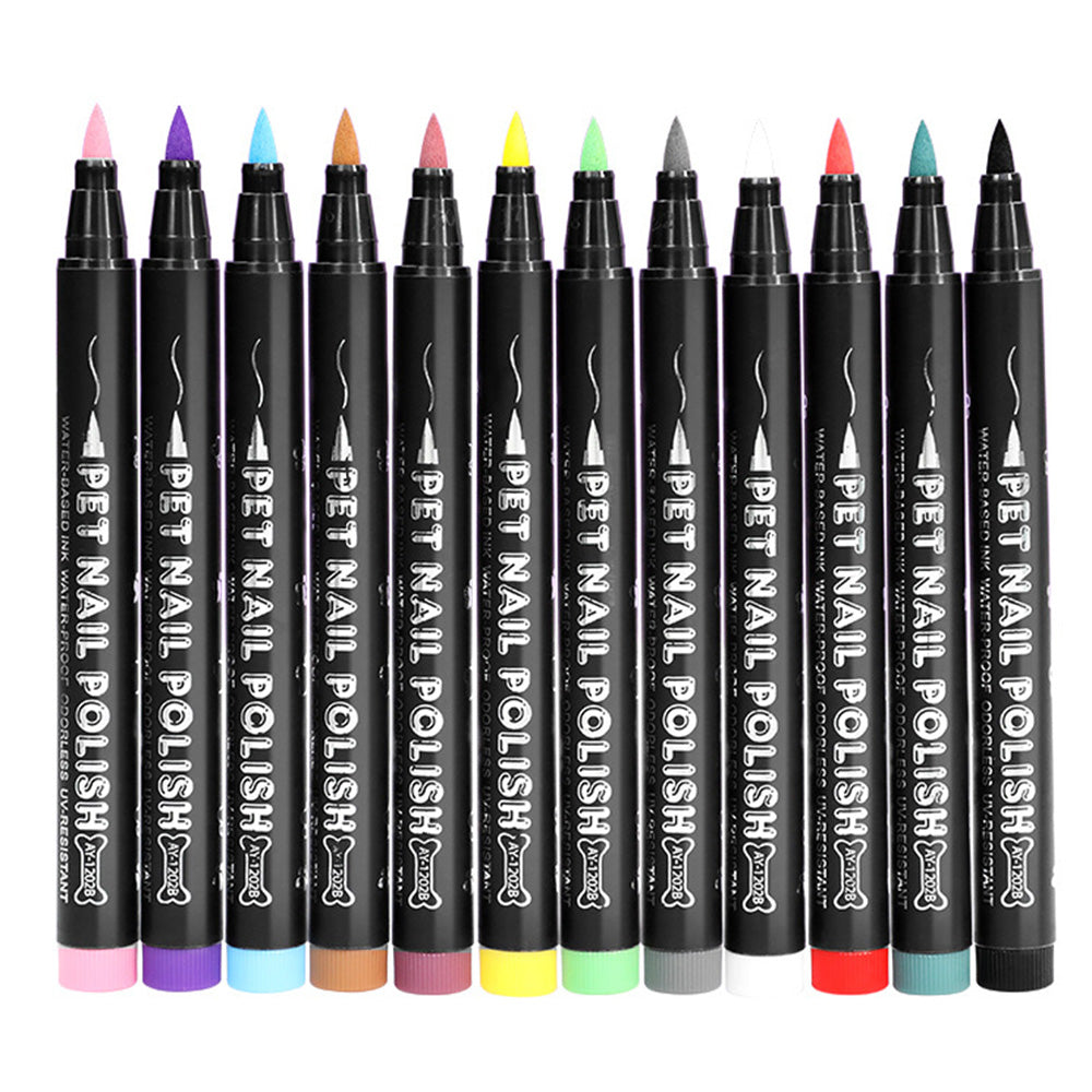 12 Colors Pet Nail Polish Marker Pens Set