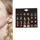 12 Pairs Christmas Earrings Set Festive Stud Earrings