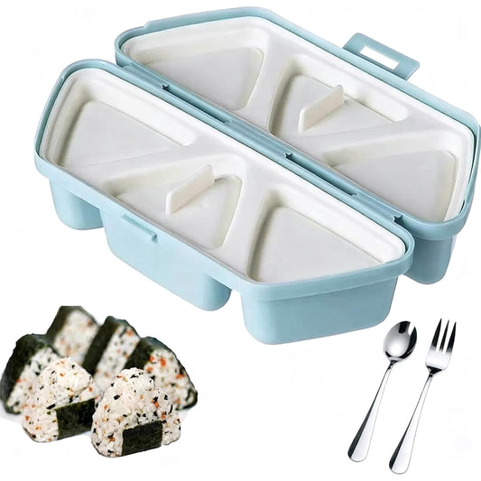 Foldable Japanese Rice Ball Mold Bento Maker Set with Spoon and Fork