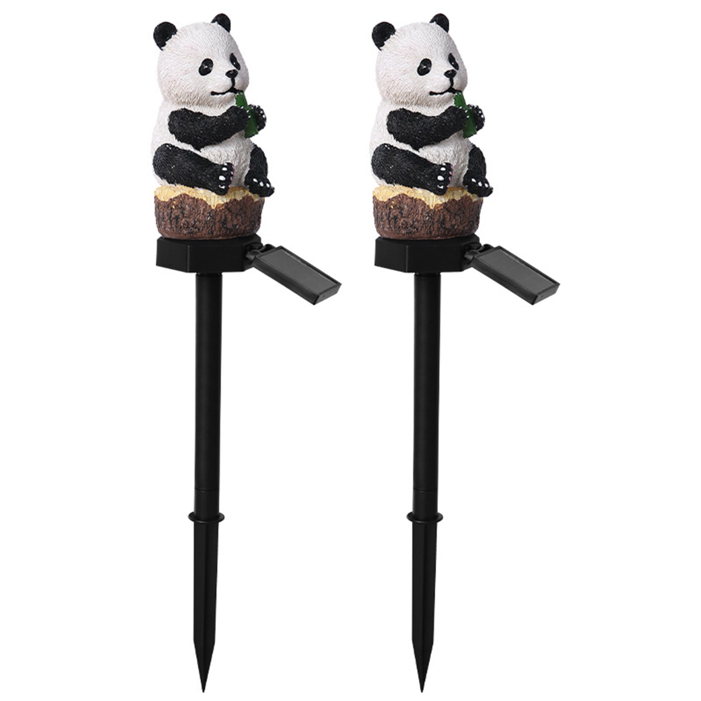 2Pcs Resin Panda Solar Garden Stake Lights Outdoor Solar LED Light