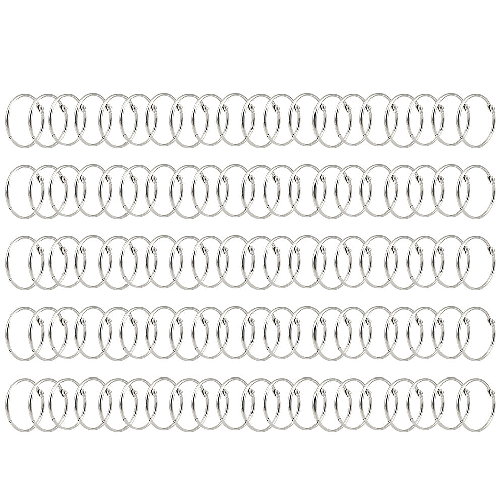 100 Pack Nickel Plated Metal Hinged Binder O Rings for Keys and Scrapbooks