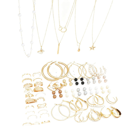 56Pcs Womens Jewellery Set Vintage Elegant Necklace Earrings Bracelet Ring Collection Gift Set