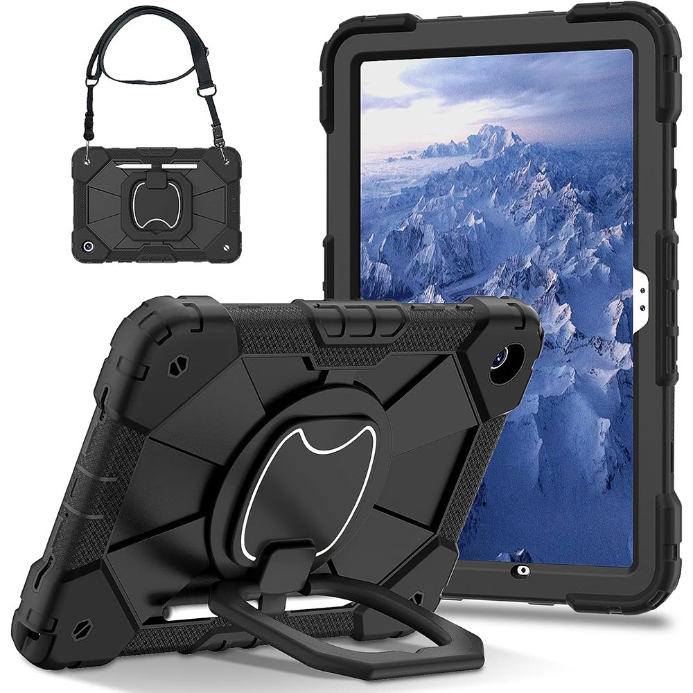 360 Degree Case for Samsung Galaxy Tab A11 Plus A9 Plus with Shoulder Strap-Black