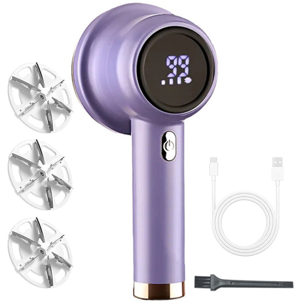 Electric Lint Remover with 3 Speed Levels LED Display 3 Replacement Blades for Clothes