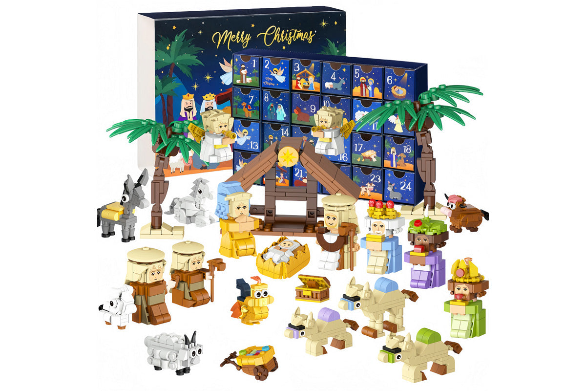 2025 Christmas Advent Calendar 24 Days Building Block Set Nativity Toy Gift