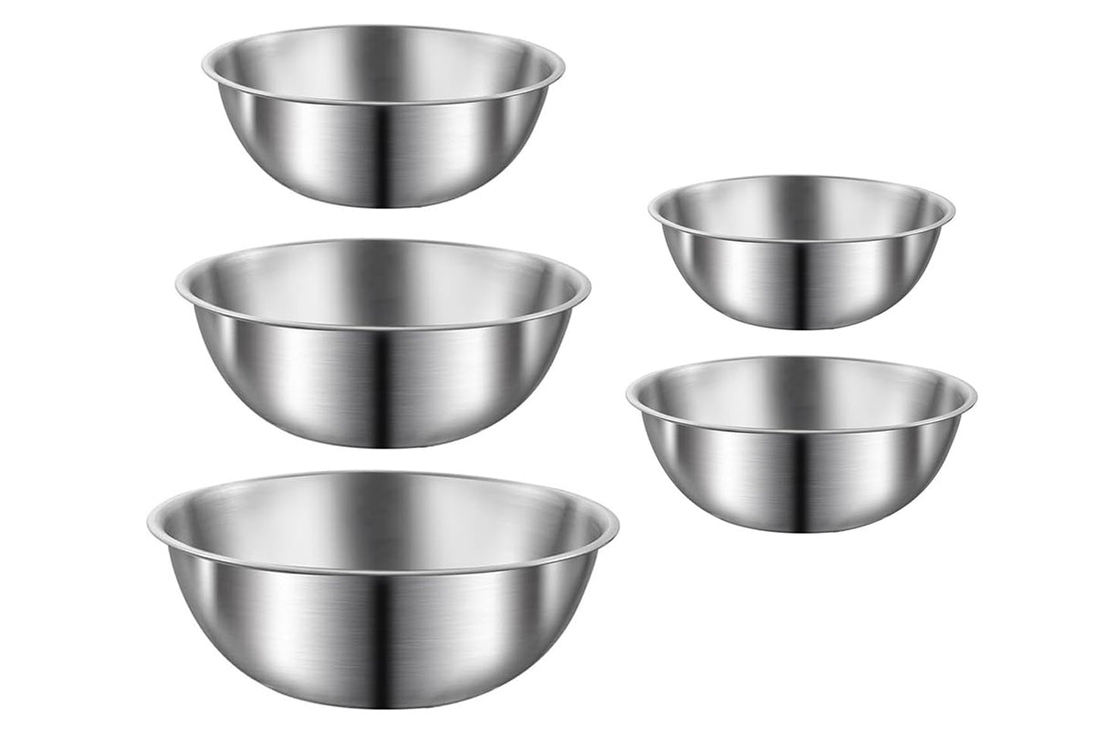 5Pcs Stainless Steel Mixing Bowls Set for Kitchen Baking and Meal Prep