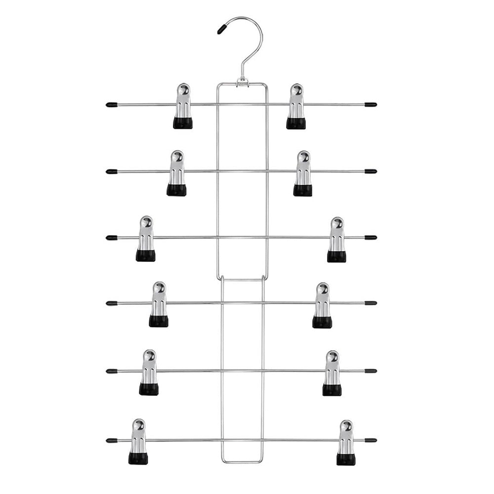 Space Saving Hanging Pants Organizer with 12 Clips and 360 Degrees Swivel Hook