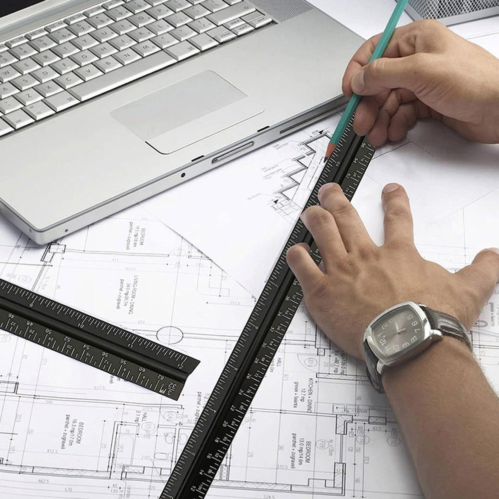 Aluminum Triangular Scale Ruler for Architects and Engineers
