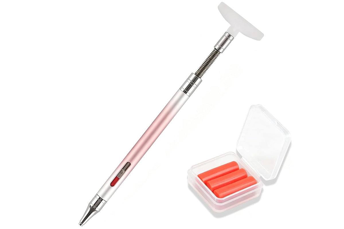 2pcs Glue-out Rhinestone Painting Pen Rhinestone Drill Pen with Visual Window and 6pcs Glue Sticks