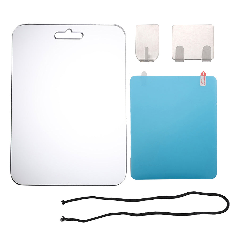 Wall Mounted Fogless Shower Mirror with Shaving Razor Toothbrush Holder-Large Rectangular Type