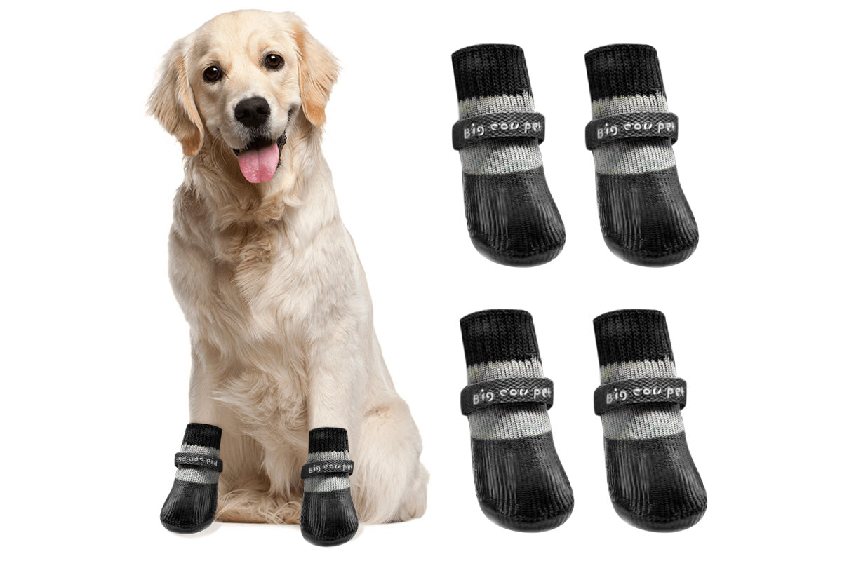 Waterproof Anti Slip Pet Shoes with Rubber Sole for Indoor and Outdoor Use-Black