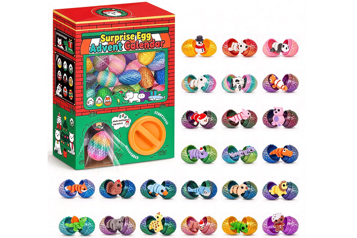 Surprise Egg Advent Calendar 24 Days Countdown Toy Gift with Animal Figures