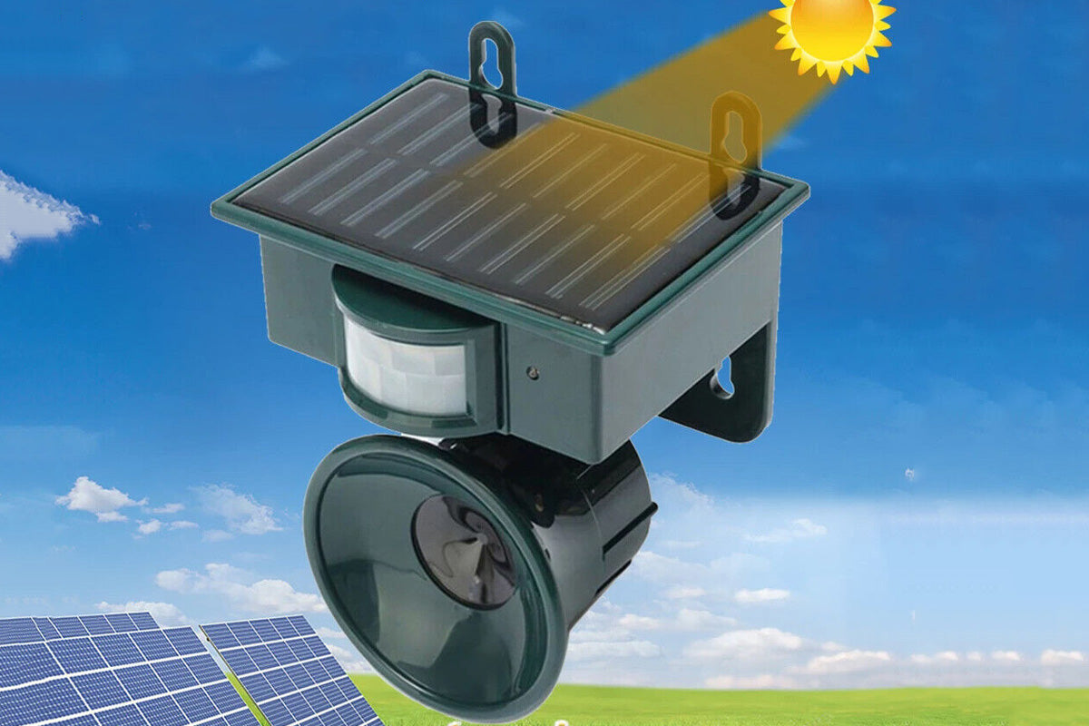 Solar Ultrasonic Bird Repeller Animal Repellent Outdoor for Raccoon Skunk Deer