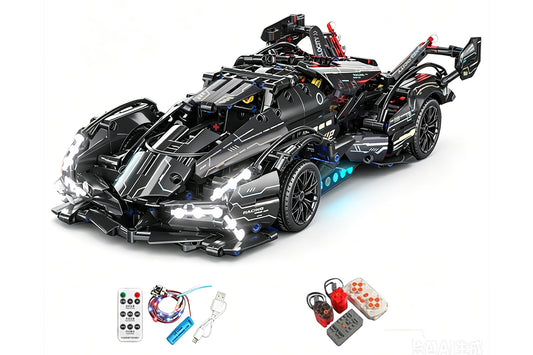 Motorized Building Blocks Car Remote and APP Dual Control RC Toy Car with LED Lights