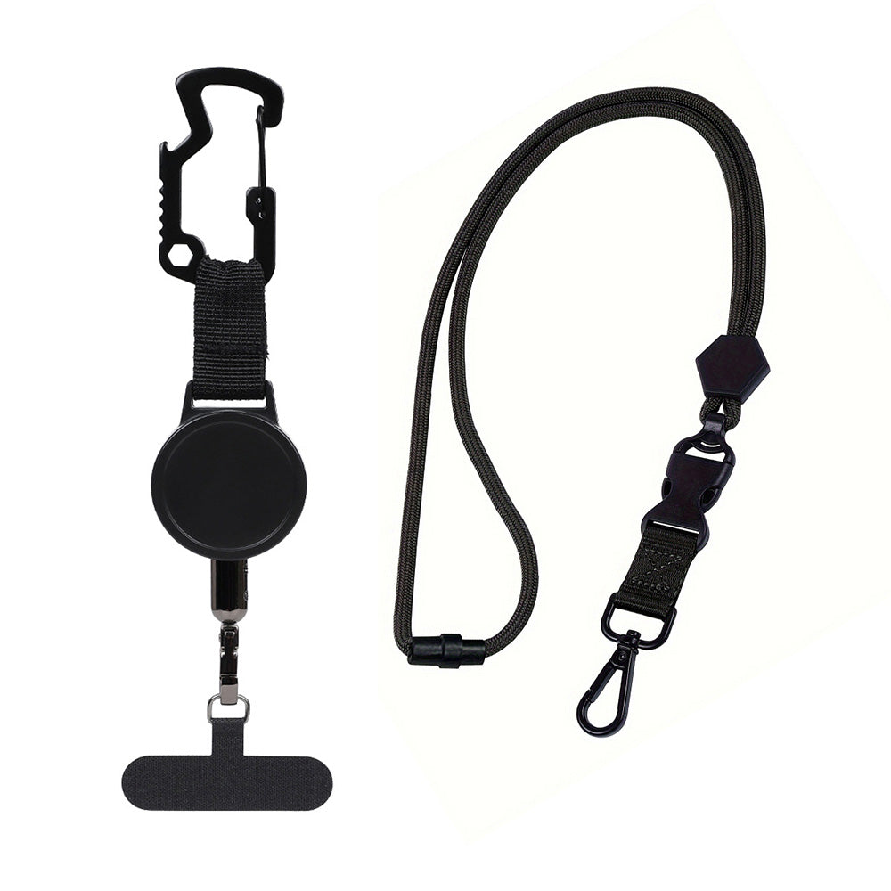 Multi-Function Retractable Carabiner with Lanyard for Hiking & Travel