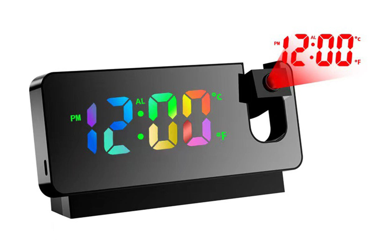 LED Digital Smart Alarm Clock with Projection Temperature Time LCD Display
