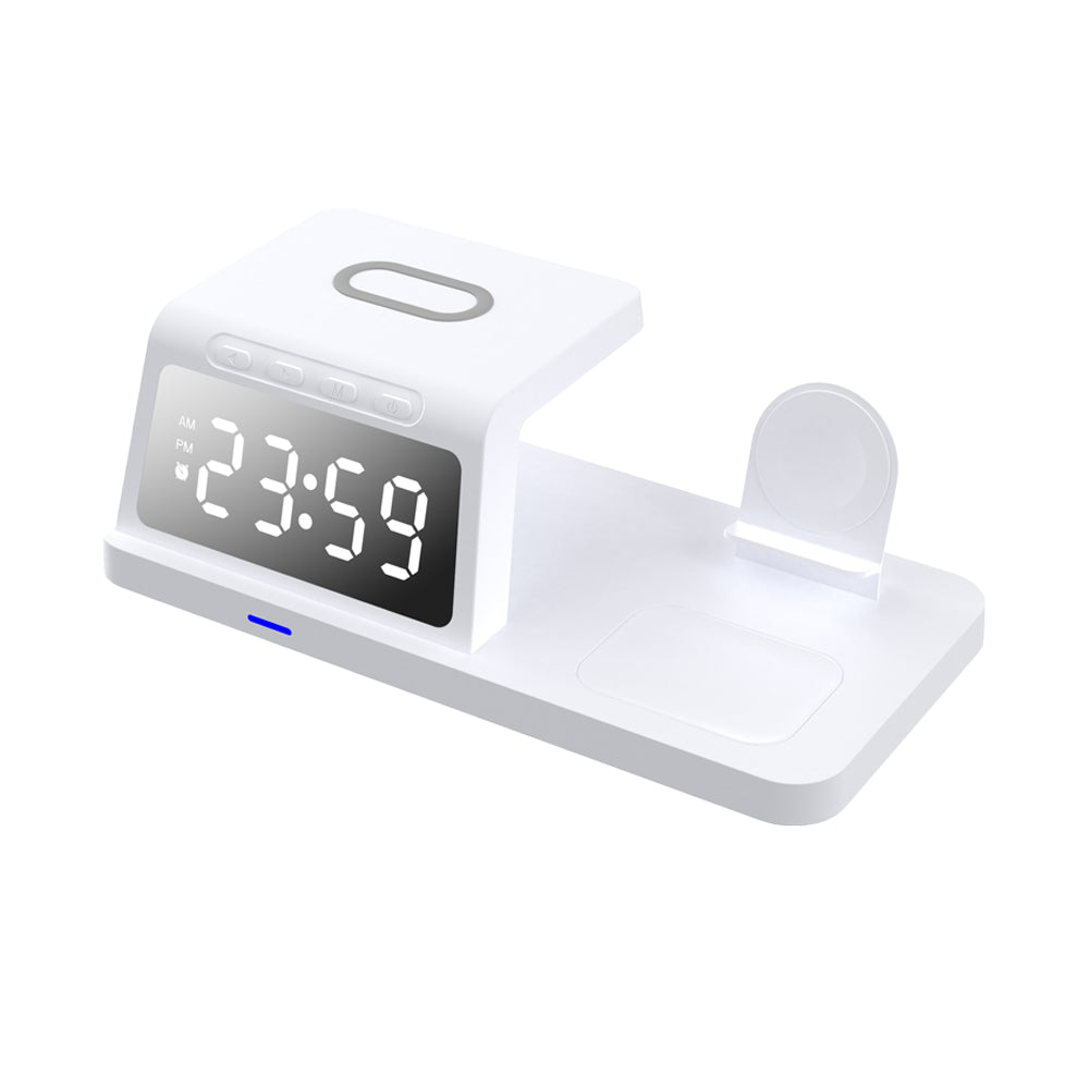 5 in 1 USB Plug Wireless Charging Station with Clock for Phone Watch