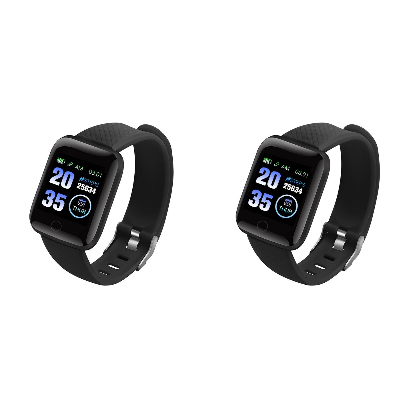 2Pcs 116plus Waterproof Smart Watch Sports Tracker with Heart Rate Monitor