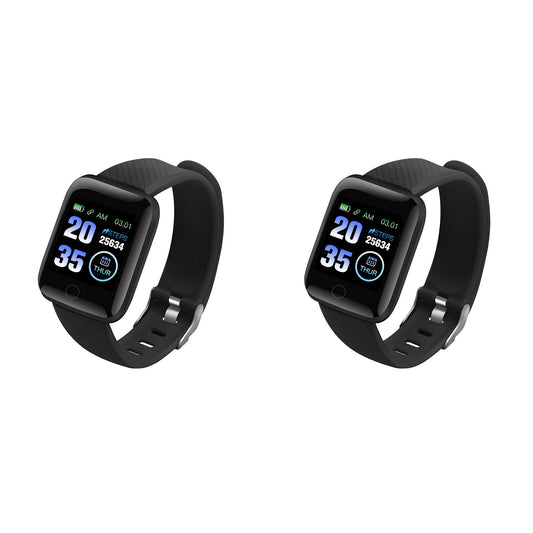 2Pcs 116plus Waterproof Smart Watch Sports Tracker with Heart Rate Monitor