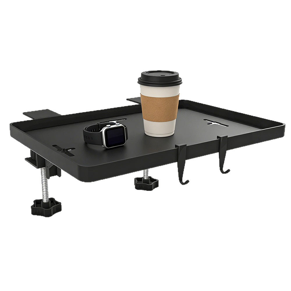 No Drill Foldable Metal Bedside Shelf with Cable Hole and 2 Hooks for Bed
