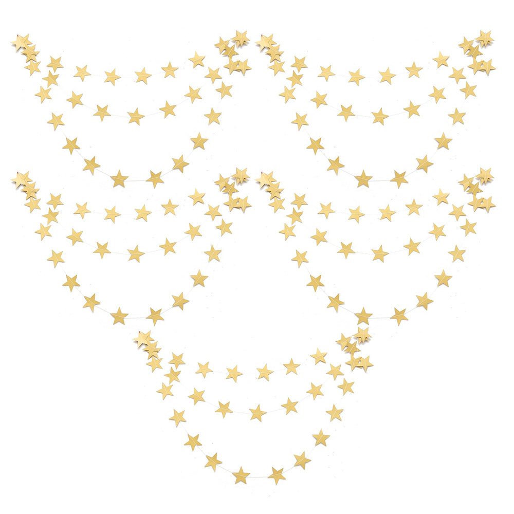 5 Pack 4m Thick Paper Star Garland Bunting Banners for Parties Weddings