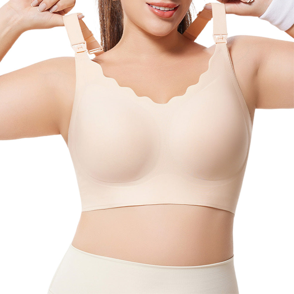 Seamless Bra for Women Adjustable Wirefree Bra for Sport Daily Wear-Beige