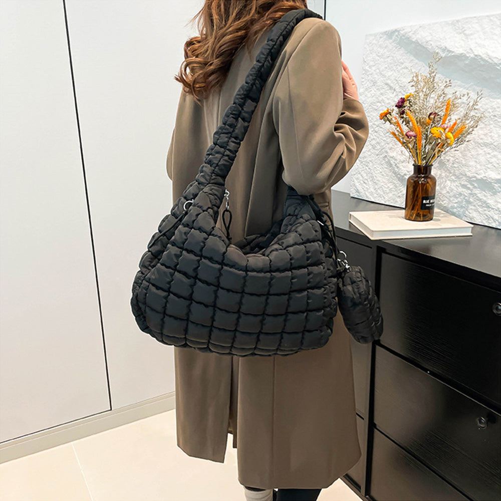 Puffer Tote Bag Quilted Puffy Crossbody Carryall Handbag