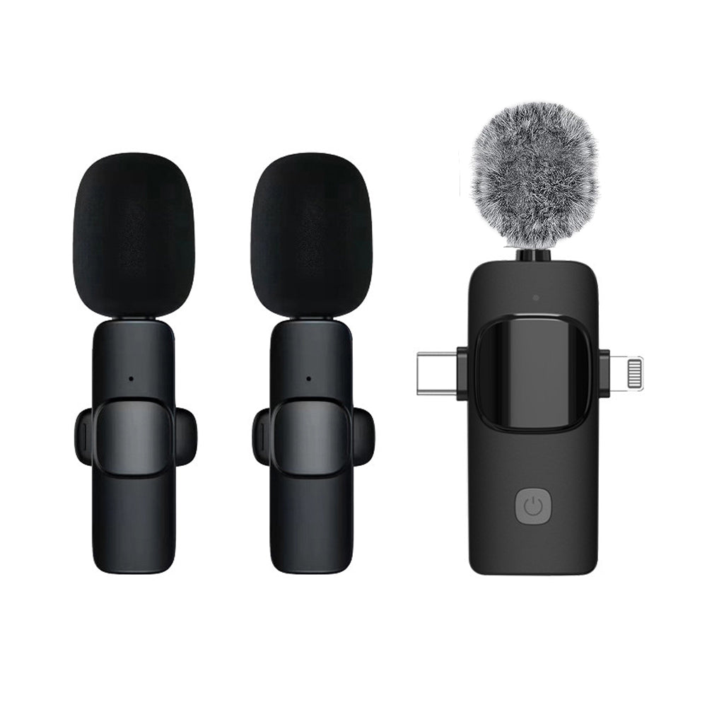Pair of Wireless Lavalier Microphone Set for iPhone iPad Android