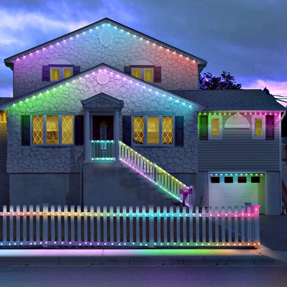 Solar Powered Christmas APP Control Smart Eave Lights Xmas Permanent Outdoor String Lights