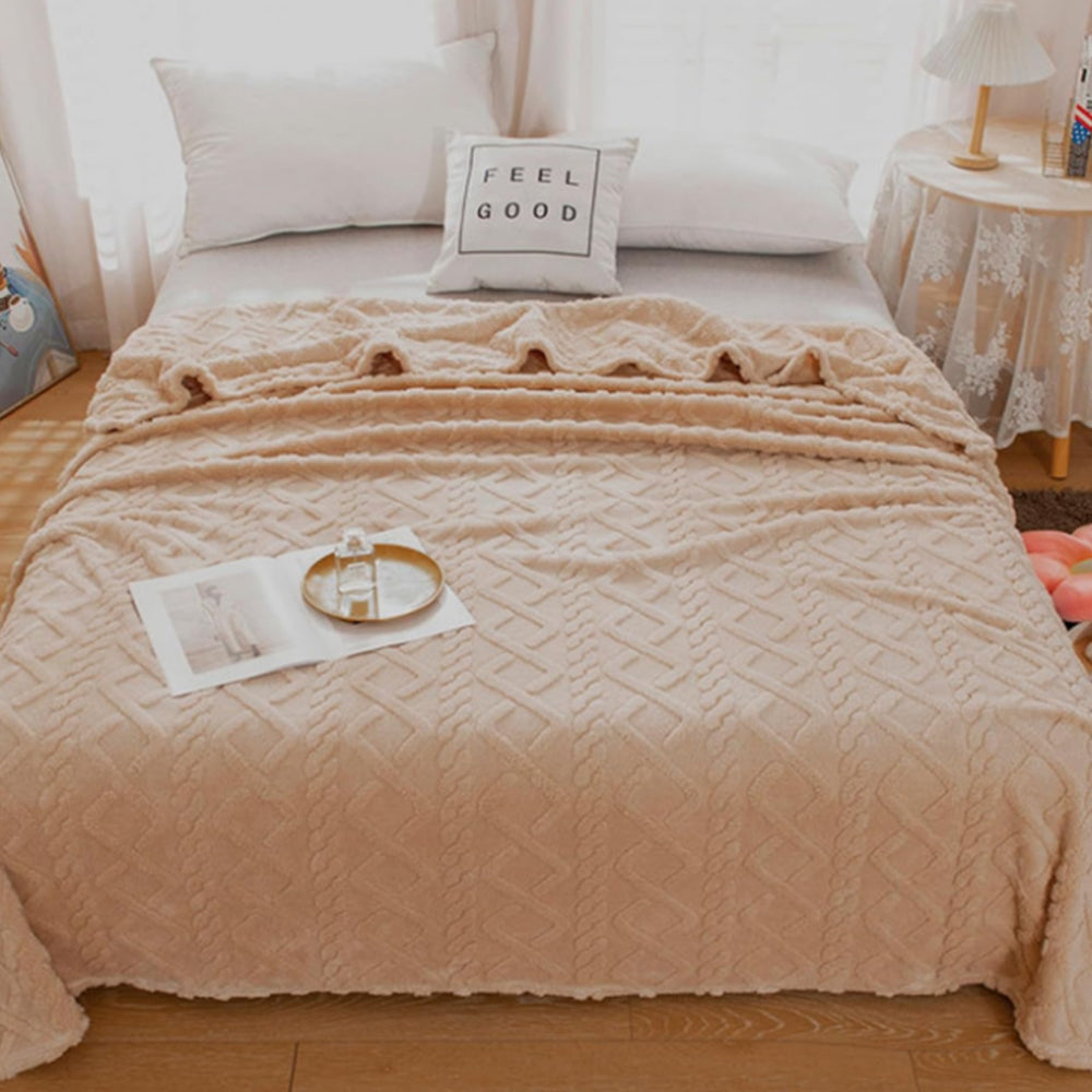 Soft Warm Reversible Faux Long Plush Blanket