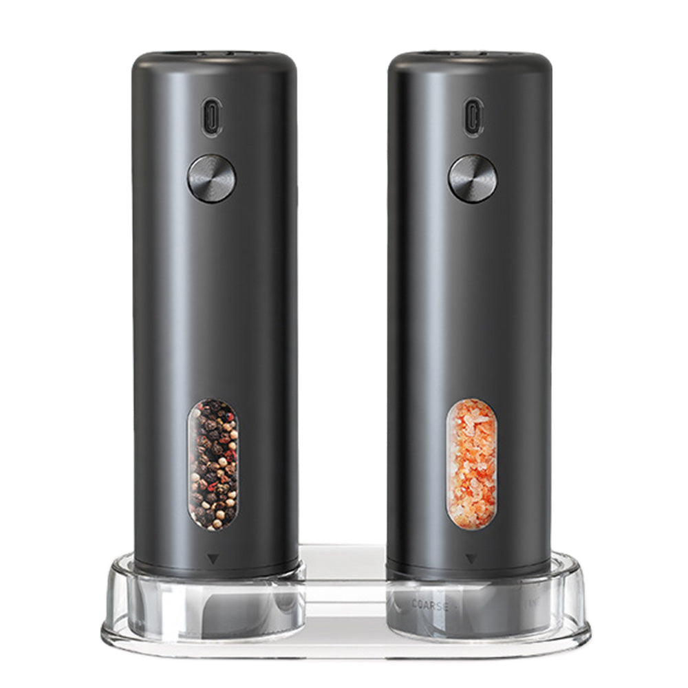 2 Pack Rechargeable Electric Salt Pepper Grinders with 5 Coarseness Levels