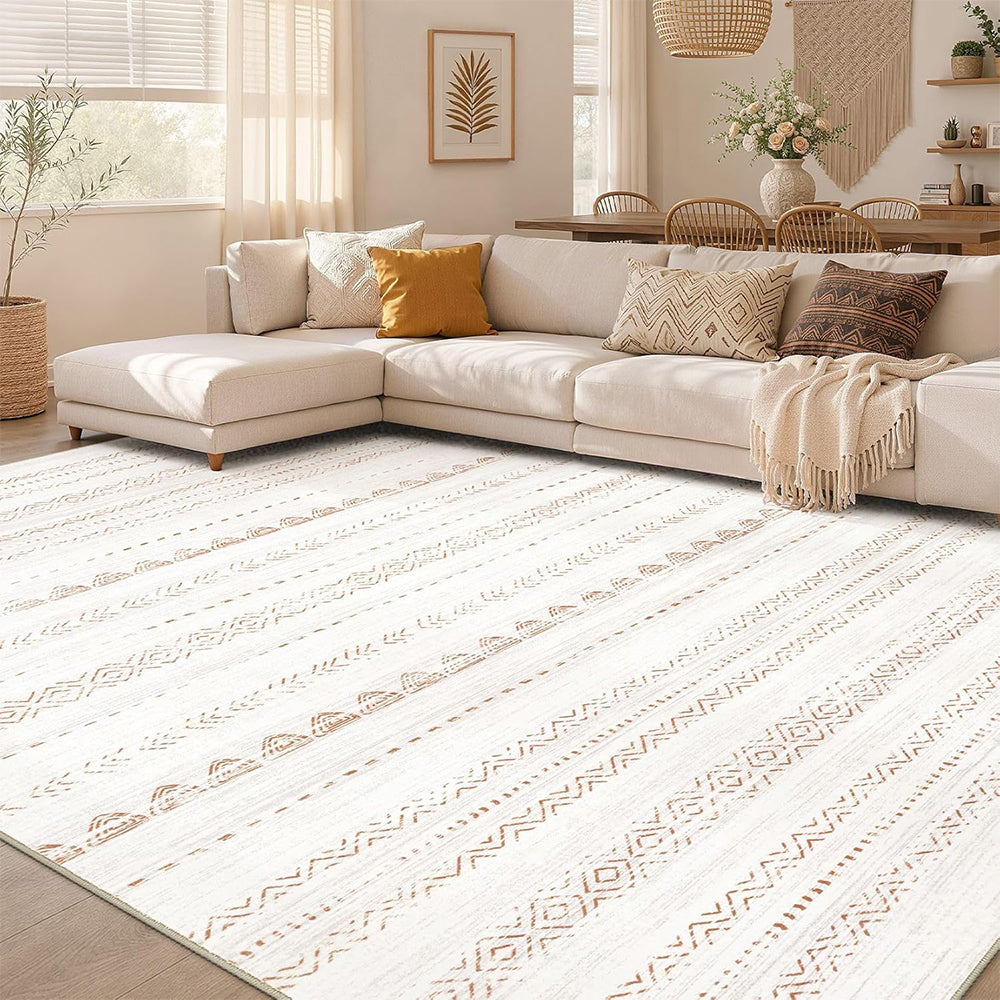 Bohemian Rug Crystal Velvet Machine Washable Non-Slip Scratch-Proof for Living Room Bedroom Dining Room-Red