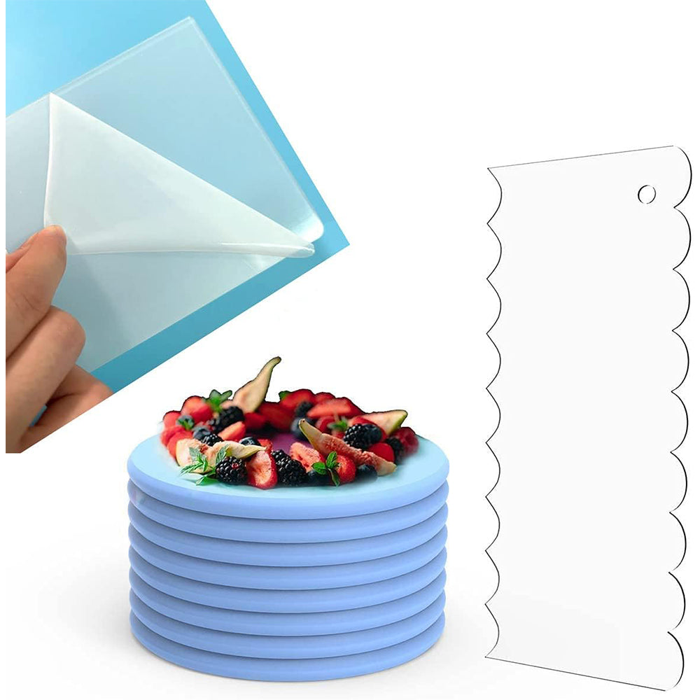 7Pcs Acrylic Cake Scraper Contour Decorating Tools with Hole