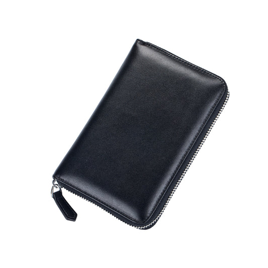 Travel Wallet Genuine Leather Card Holder Wallet with Zipper