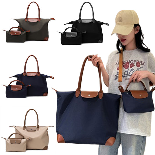 2Pcs Women's Tote Bag Set Featuring a Large Bag and a Matching Same Storage Bag
