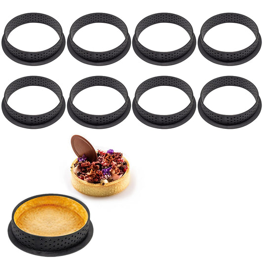 8-Piece Circle Ring Tart Decor Baking Molds