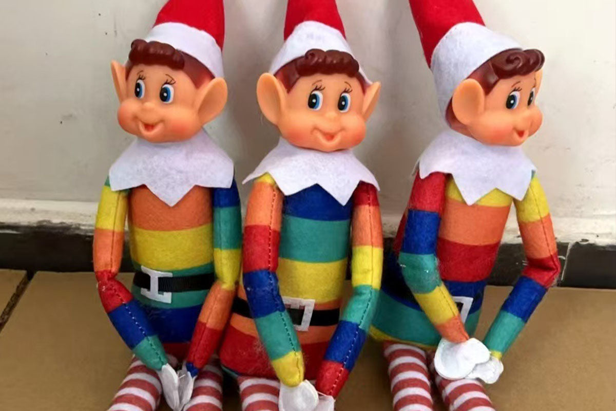 2Pcs Poseable Christmas Elf Fabric Doll Xmas Tabletop Decoration 40cm