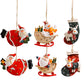 Resin Christmas Tree Ornaments 6 Pack Santa Snowman Stocking Sleigh Holiday Hanging Decorations