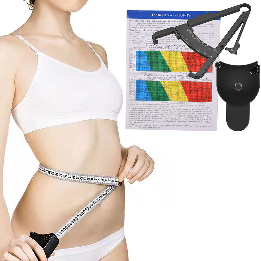 Skinfold Body Fat Calipers Measuring Tape Set BMI Fitness Weight Loss
