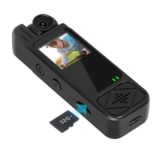 1080P Portable Body Camera with 180-degree Rotating Lens Mini FHD Video Recorder
