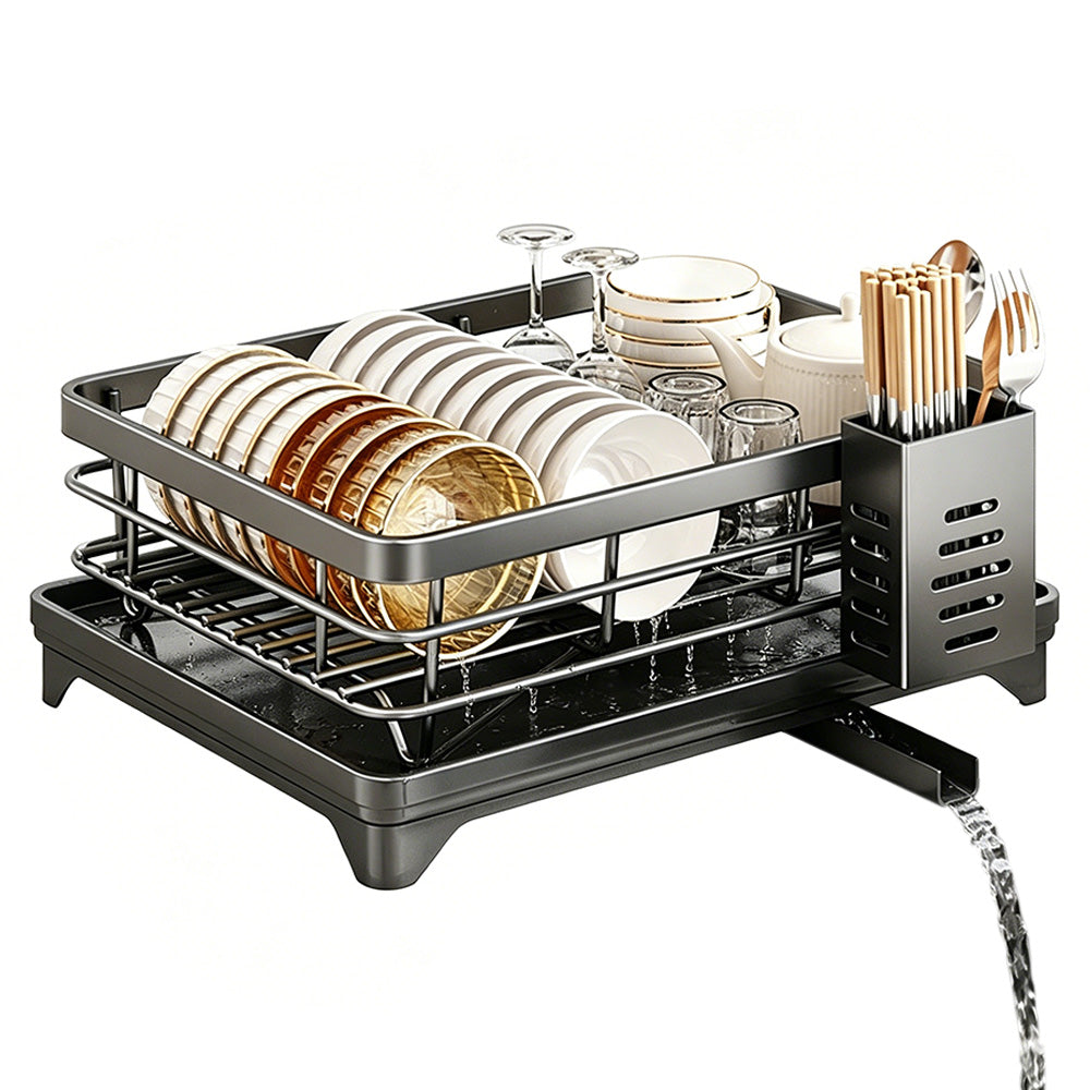 Heavy Duty Steel Dish Drying Rack Drain Spout Removable Rack