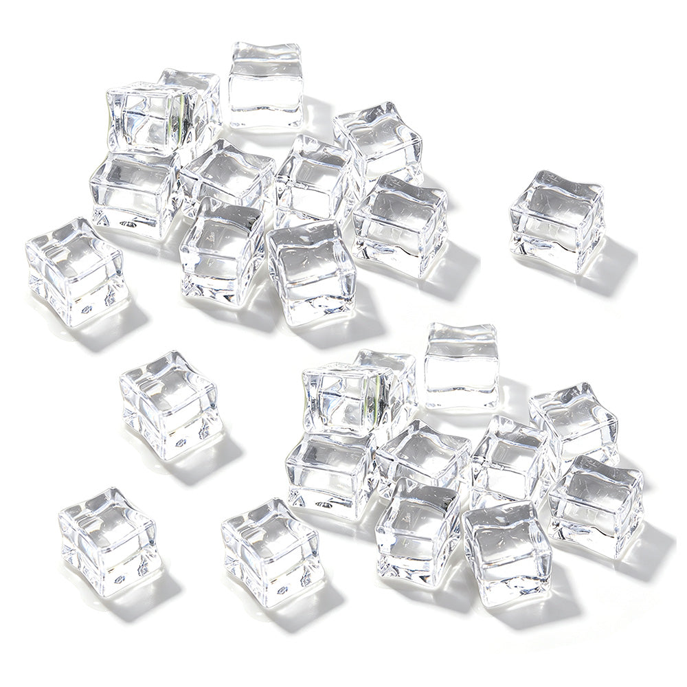 25 Pack Clear Simulated Ice Cubes for Drink Reusable Ice Cubes for Decor Home Bar Parties