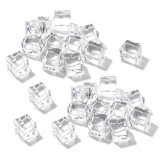 25 Pack Clear Simulated Ice Cubes for Drink Reusable Ice Cubes for Decor Home Bar Parties